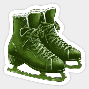 Olive Green Ice Skating Boots Sticker